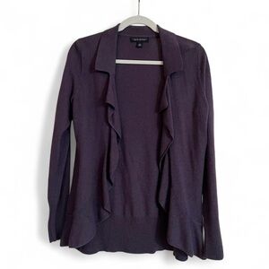 Banana Republic Plum Ruffle-Trim Open Cardigan